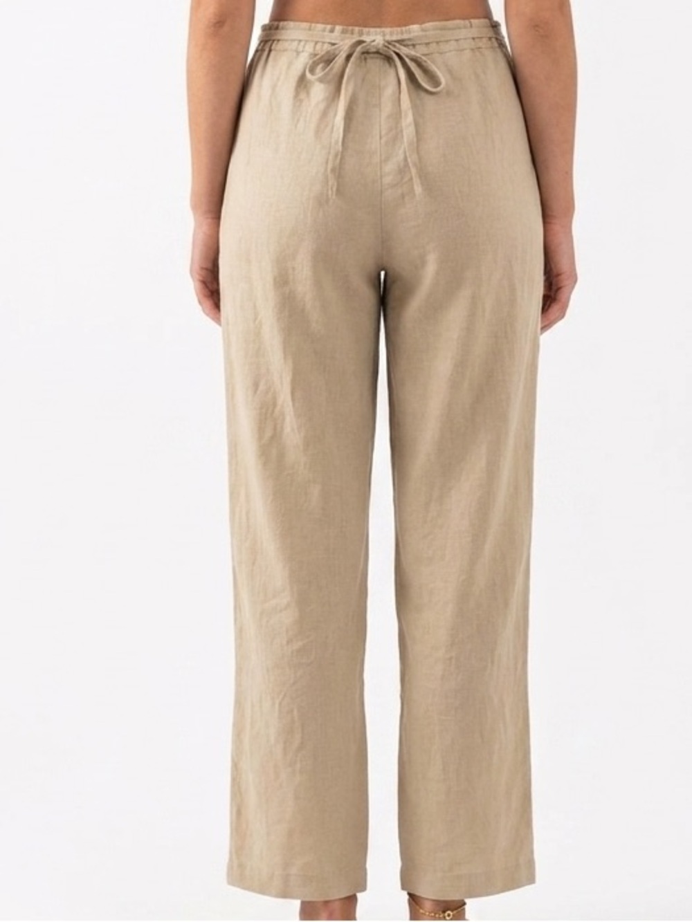 Brandini 100% Linen Straight Wide Leg Pants Beige Size XXL Coastal Minimalist